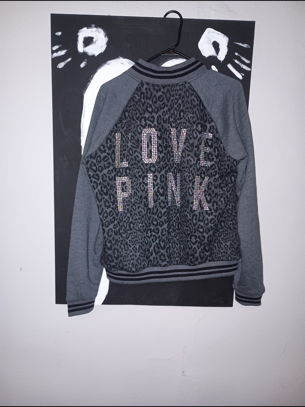 PINK Victoria's Secret Charcoal & Black Striped Bomber